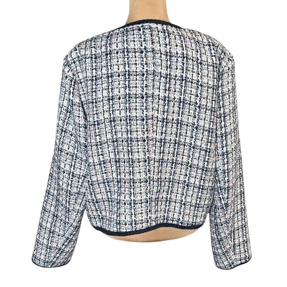 NWOT AQUA Tweed BlazerJacket Sz.XXL Navy Blue White Career Professional Classic - Picture 5 of 14